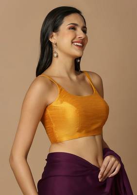 Mustard Silk Plain Readymade Blouse 3