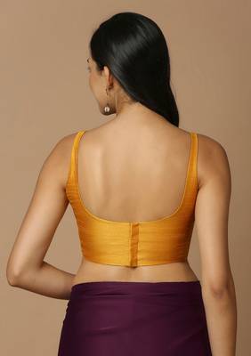 Mustard Silk Plain Readymade Blouse 4