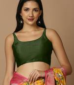 SALWAR STUDIO Women's Green Solid Saree Blouse