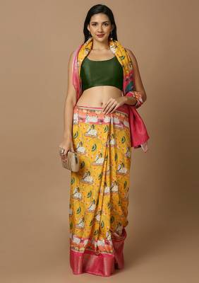 SALWAR STUDIO Women's Green Solid Saree Blouse 6