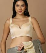 SALWAR STUDIO Women's Gold Solid Saree Blouse