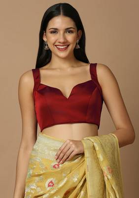 SALWAR STUDIO Women's Red Solid Saree Blouse 1