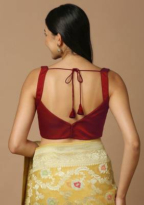SALWAR STUDIO Women's Red Solid Saree Blouse 4