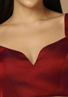 SALWAR STUDIO Women's Red Solid Saree Blouse 5