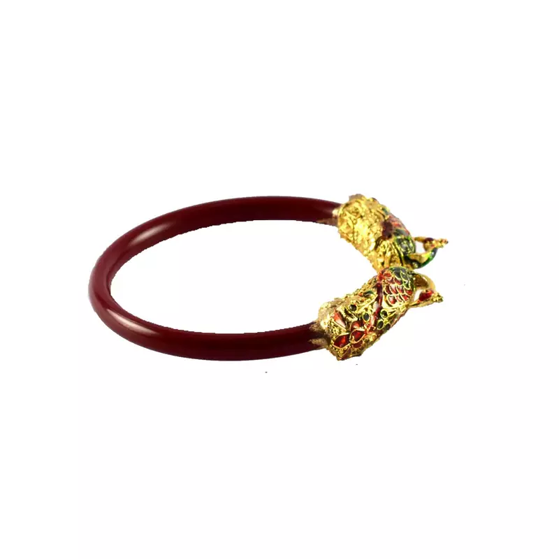 Extra Large Size Brass And Acrylic Bangle Color Maroon