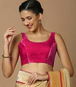SALWAR STUDIO Women's Magenta Solid Saree Blouse