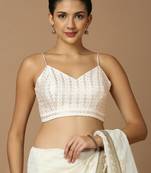 White Silk Thread Work Readymade Blouse