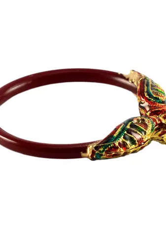 Extra Large Size Brass And Acrylic Bangle Color Maroon