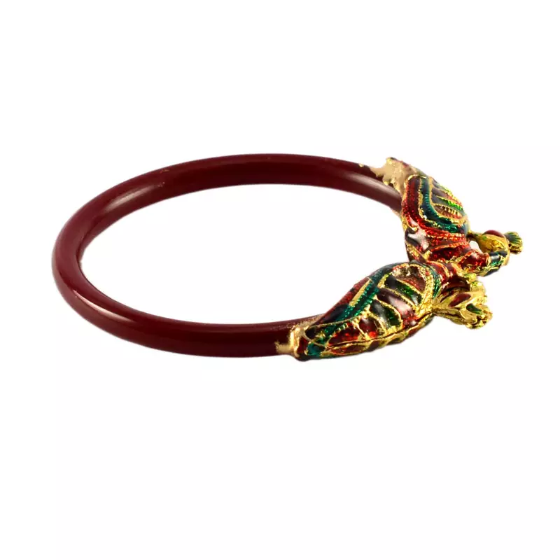 Extra Large Size Brass And Acrylic Bangle Color Maroon