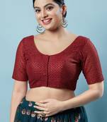 SALWAR STUDIO Women's Maroon Embroidered Saree Blouse