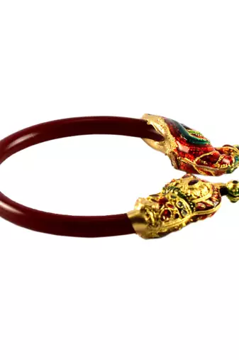 Extra Large Size Brass And Acrylic Bangle Color Maroon