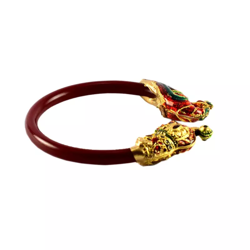 Extra Large Size Brass And Acrylic Bangle Color Maroon