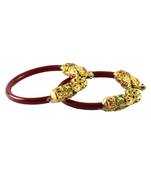 Extra Large Size Brass And Acrylic Bangle Color Maroon