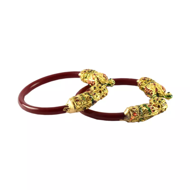 Extra Large Size Brass And Acrylic Bangle Color Maroon