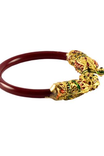 Extra Large Size Brass And Acrylic Bangle Color Maroon