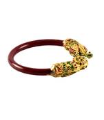 Extra Large Size Brass And Acrylic Bangle Color Maroon