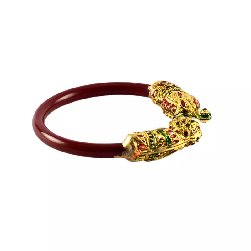 Extra Large Size Brass And Acrylic Bangle Color Maroon