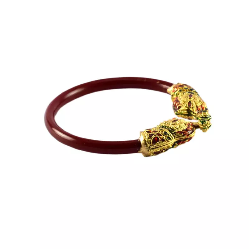 Extra Large Size Brass And Acrylic Bangle Color Maroon
