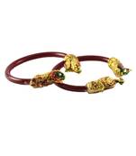 Extra Large Size Brass And Acrylic Bangle Color Maroon