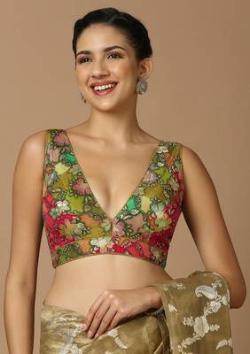 Multicolor Silk Woven Work Blouse 1
