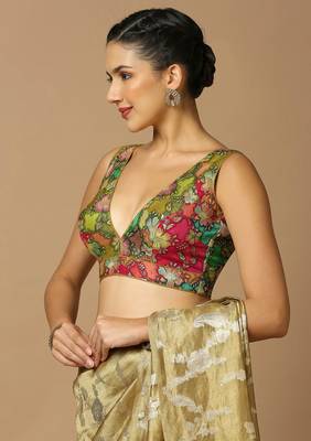 Multicolor Silk Woven Work Blouse 2