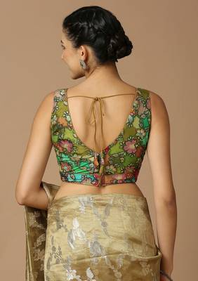 Multicolor Silk Woven Work Blouse 4