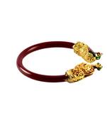 Extra Large Size Brass And Acrylic Bangle Color Maroon