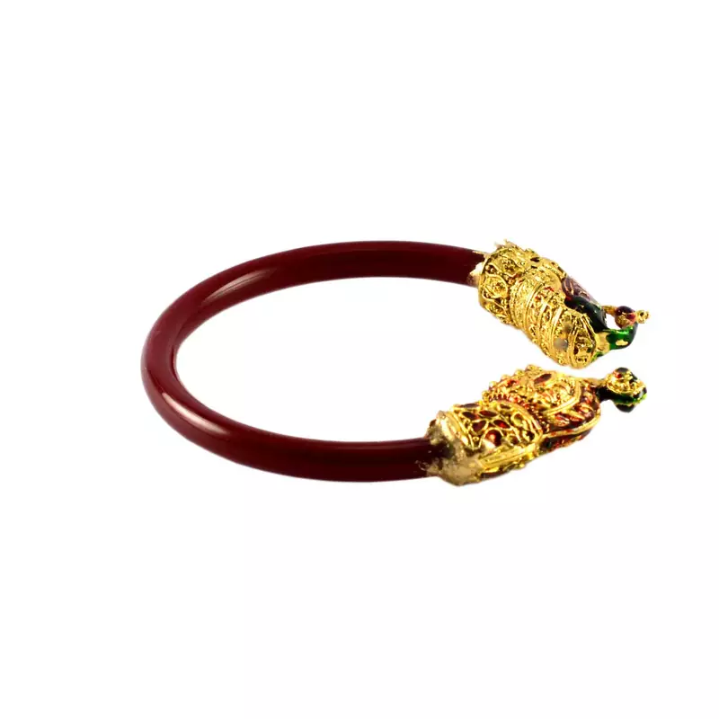 Extra Large Size Brass And Acrylic Bangle Color Maroon