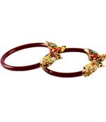 Extra Large Size Brass And Acrylic Bangle Color Maroon