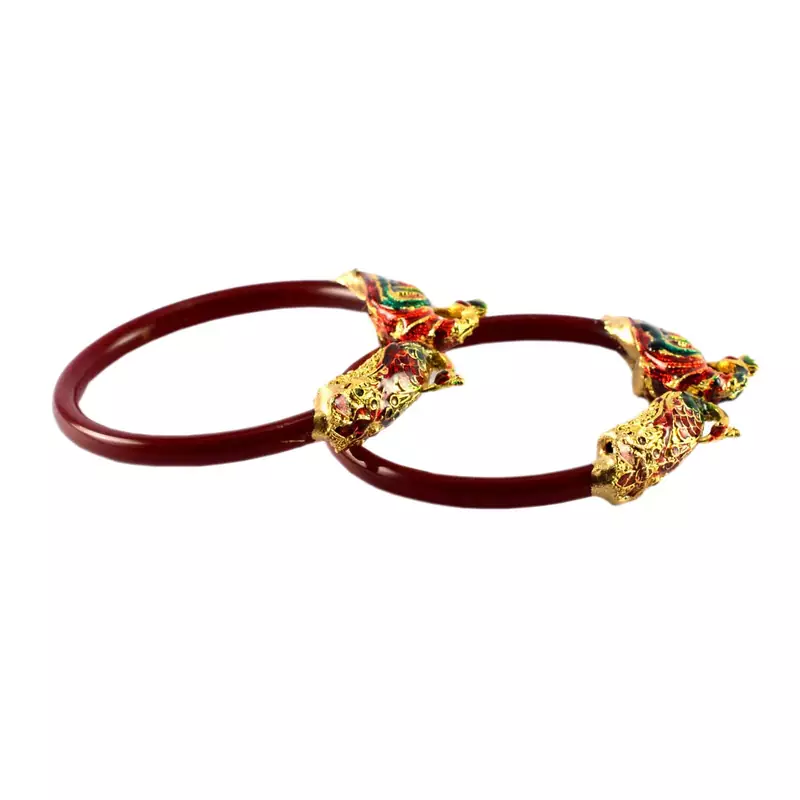 Extra Large Size Brass And Acrylic Bangle Color Maroon