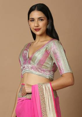 Multicolor Brocade Ready Made Blouse 2
