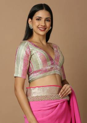 Multicolor Brocade Ready Made Blouse 3
