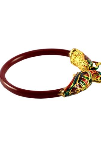 Extra Large Size Brass And Acrylic Bangle Color Maroon