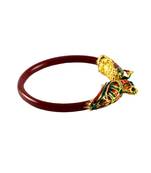 Extra Large Size Brass And Acrylic Bangle Color Maroon