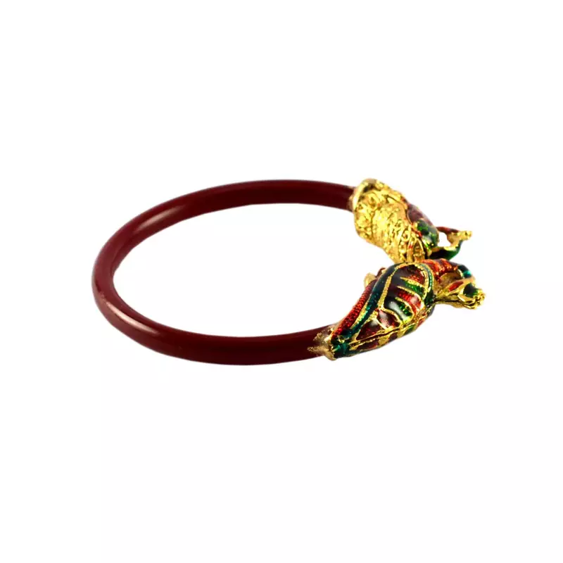 Extra Large Size Brass And Acrylic Bangle Color Maroon