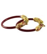 Extra Large Size Brass And Acrylic Bangle Color Maroon