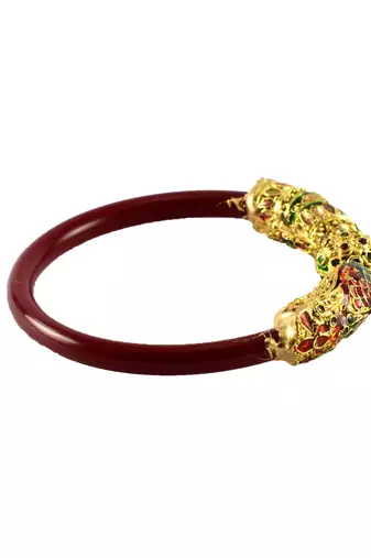 Extra Large Size Brass And Acrylic Bangle Color Maroon