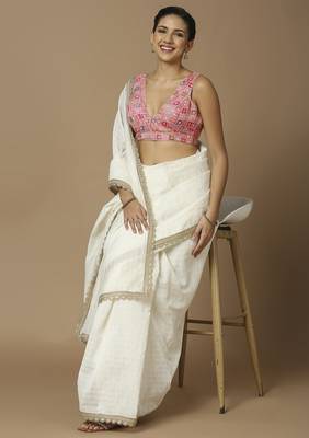 SALWAR STUDIO Women's Pink Embellished Saree Blouse 6