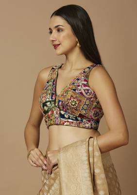 Multicolor Polyester Embroidered Readymade Blouse 2