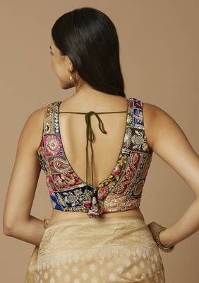 Multicolor Polyester Embroidered Readymade Blouse 4