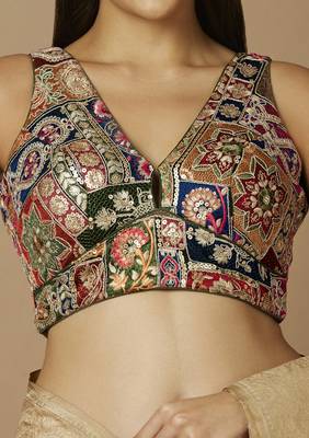 Multicolor Polyester Embroidered Readymade Blouse 5
