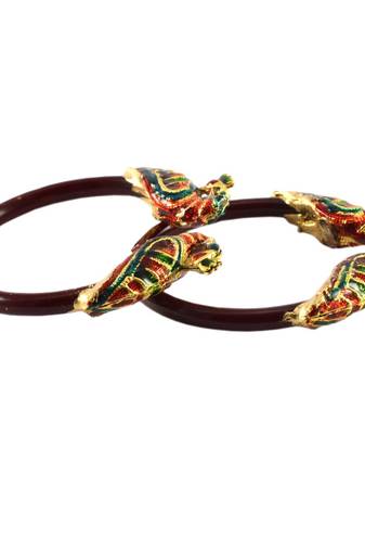 Extra Large Size Brass And Acrylic Bangle Color Maroon
