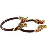 Extra Large Size Brass And Acrylic Bangle Color Maroon