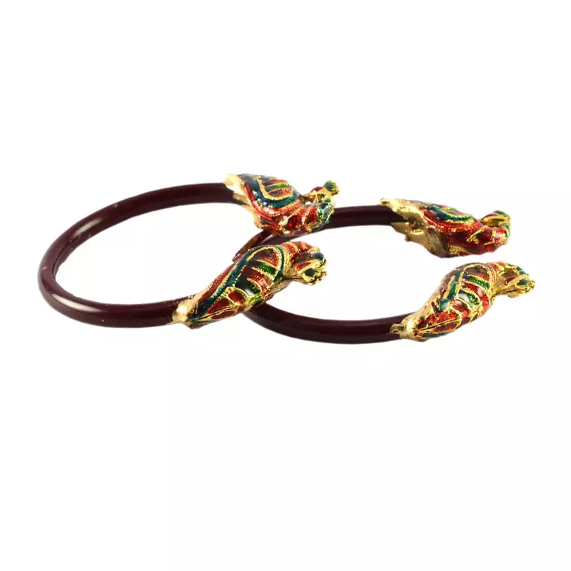 Extra Large Size Brass And Acrylic Bangle Color Maroon