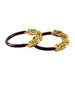 Extra Large Size Brass And Acrylic Bangle Color Maroon