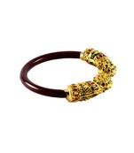 Extra Large Size Brass And Acrylic Bangle Color Maroon