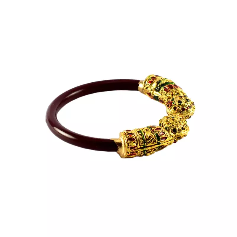 Extra Large Size Brass And Acrylic Bangle Color Maroon