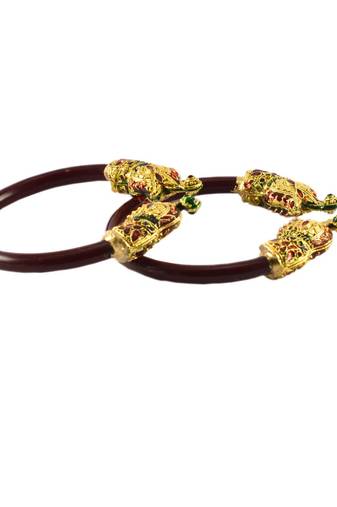 Extra Large Size Brass And Acrylic Bangle Color Maroon