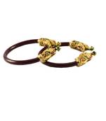 Extra Large Size Brass And Acrylic Bangle Color Maroon