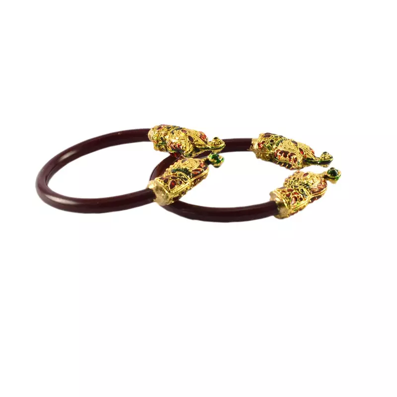 Extra Large Size Brass And Acrylic Bangle Color Maroon